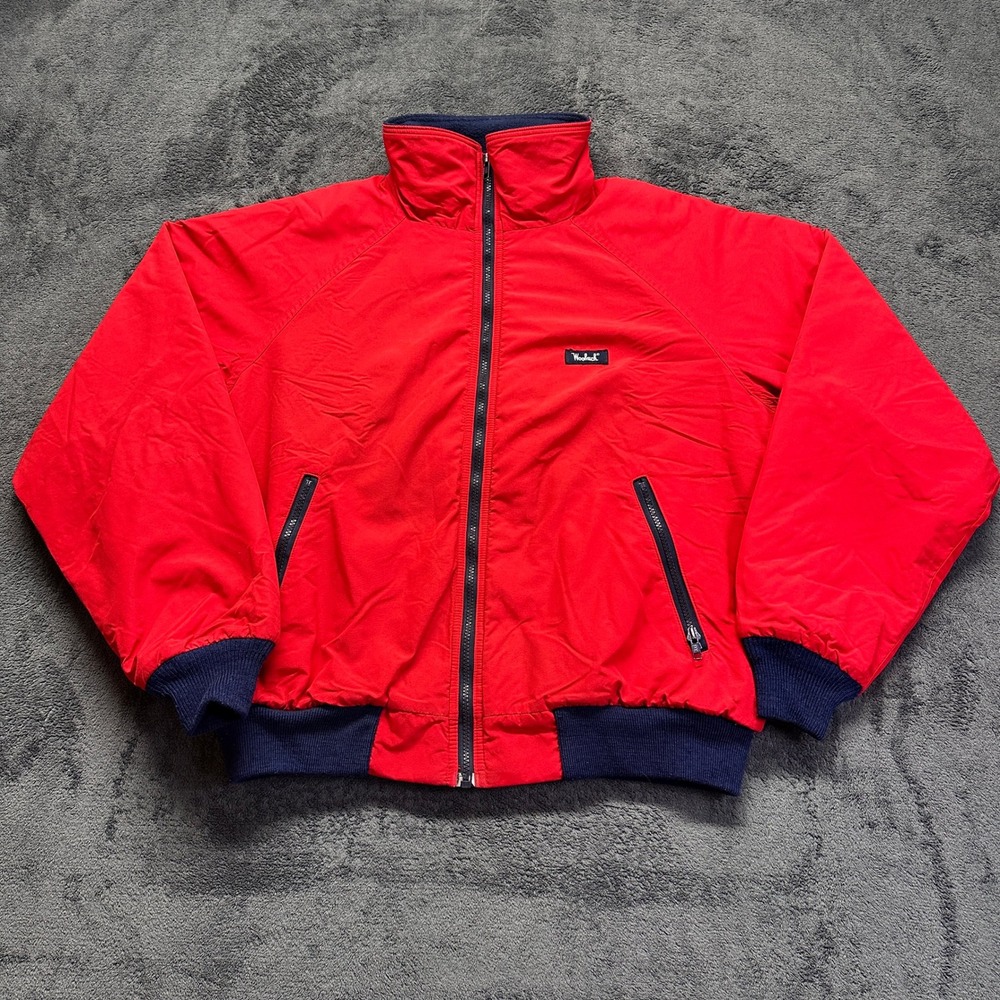 Vintage Woolrich Bomber Jacket Mens Medium Red Fleece Lined Made in USA Ski
